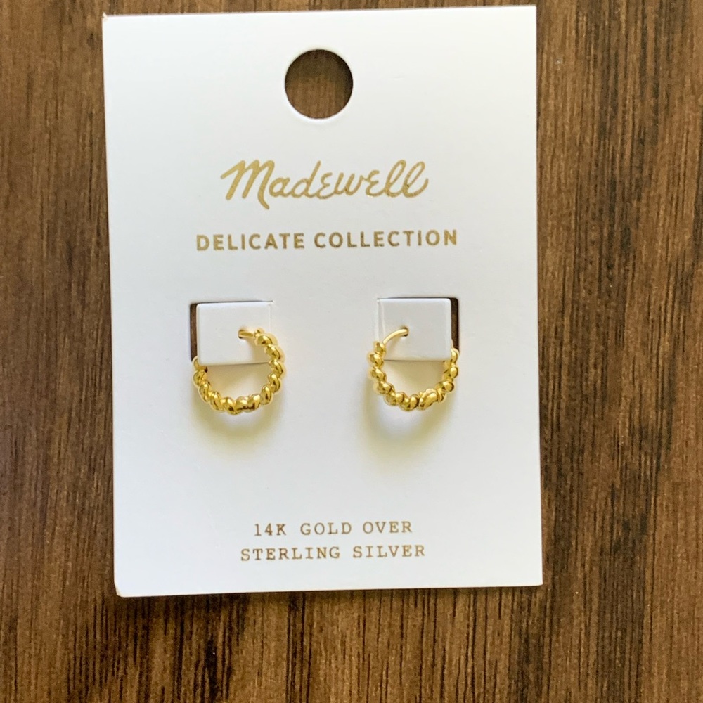 Madewell delicate collection Demi fine 14K gold plated huggie hoop earring